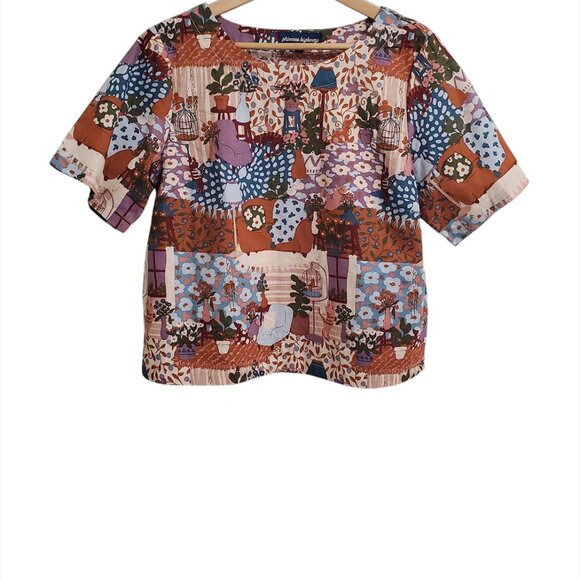Princess Highway Modcloth Womens Lounging Cat's Lair Top 10 Short Sleeve… - Picture 1 of 10